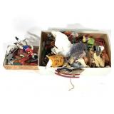 Lg Box Vtg Christmas Ornaments Hand Painted Wood +
