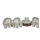 6 Bouillon Bowls & Saucers 6 Demitasse WH w Gilt