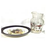Hazel Atlas Pheasant Hunt Gl Pitcher Ecke Platter