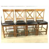 4 Dining Chairs w/ Leather Cushioned Seat