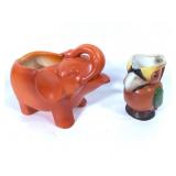 MCM Ceramic Elephant Planter & Parrot Pitcher