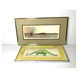 Pr F. Allen Framed Prints Dinosaur & Landscape
