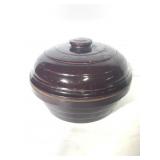 Stoneware Brown Glazed Lidded Bean Pot