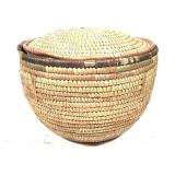 Coil Woven Possibly Indigenous Lidded Basket