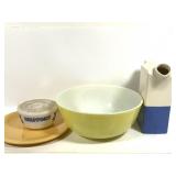 Fiesta Plate Pyrex Mixing Bowl & Pitcher