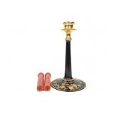 Hand Painted Glass Candlestick w Gilding