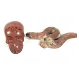 Pre Columbian Pottery Whistle Flute Snake +