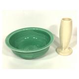 Fiestaware Orig Green Mixing Bowl Ivory Bud Vase