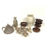 Art Pottery Saki Set Tea Pot Porcelain Vase +