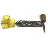 Iron Trivet Broom & Candle Jars