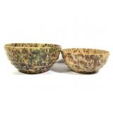2 Vtg Spongeware Mixing Bowls 8' & 9 1/2' W