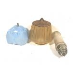 3 Glass Lamp Shades Art Deco Amber & Blue +