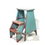 Small Blue & Red Primitive Step Ladder