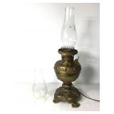 Electrified Old Brass Banquet Oil Lamp