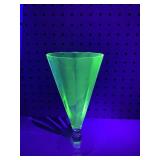 2 Uranium Glasses Art Deco+