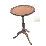Small Leather Top Wood Occasional Table