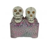 Vtg Nodding Skeleton Heads Salt & Pepper w Gilt