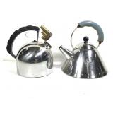 2 Alessi INOX 18/10 Stainless Steel Tea Kettles