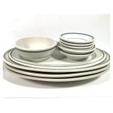Homer Laughlin Caribe + White w Green Stripe China