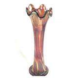 Fenton Amethyst Carnival Glass Swung Vase
