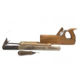 Antique Tools Plane Caliper Folding Ruler +