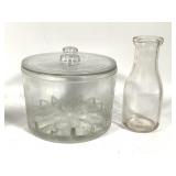 Glass Cheese Preserver & Milk Bottle