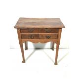 Antique Oak Lowboy 3 Drawer Side Table