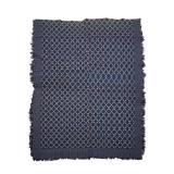Early Blue Red Checks & Bars DW Coverlet 72" x 81"