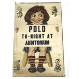 Polo To-night At Auditorium Vtg Cartoon Poster
