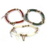 Jade, Mother of Pearl & Carnelian Bracelets
