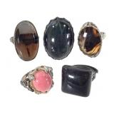 5 Sterling Marked Rings w/ Stones