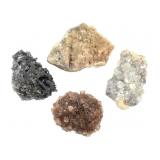 4 Aragonite Apophyllite Manganite w Qz & Cal w Dru
