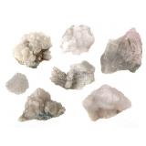 Druzy Rose Qz on Rose Quartz XL  & 6 Calcite & Qz