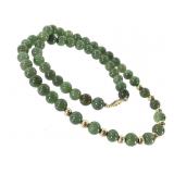 14k Green Jade Beaded Necklace