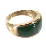 14k Gold Apple Green Jade Ring