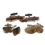 Sterling Tigers Eye, Agate & Other Cuff Links