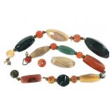 Strung Blood Stone, Carnelian & Agate Beads