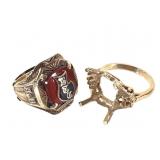 10k Class Ring & Four-Prong Solitaire Ring