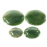 Apple Green Carved Jade Cabs