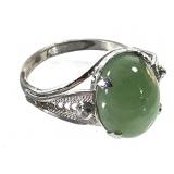 Sterling Green Jade Ring