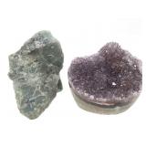 Druzy Amethyst Xls Cluster & Raw Emerald Specimen