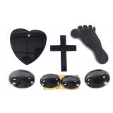 Wyoming Black Jade Cabs & Carved Heart, Cross +
