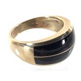 14k Black Jade Ring, Size 9.5