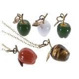 12k Tigers Eye & Carnelian Apple Necklaces +