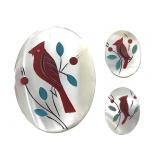 Zuni Mother of Pearl w/ Red Coral Cardinal Cabs
