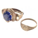 10k Gold Rings 1 w/ Blue Gemstone
