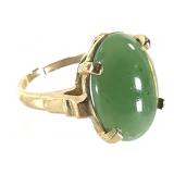 14k Gold Ring w/ Jade Green Stone