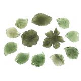 Carved Nephrite Jade Leaves & Flowers
