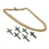 Gold Plated Chains w/ Jade Cross Pendants
