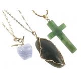 12k Gold Filled Necklaces w/ Carved Jade Pendants